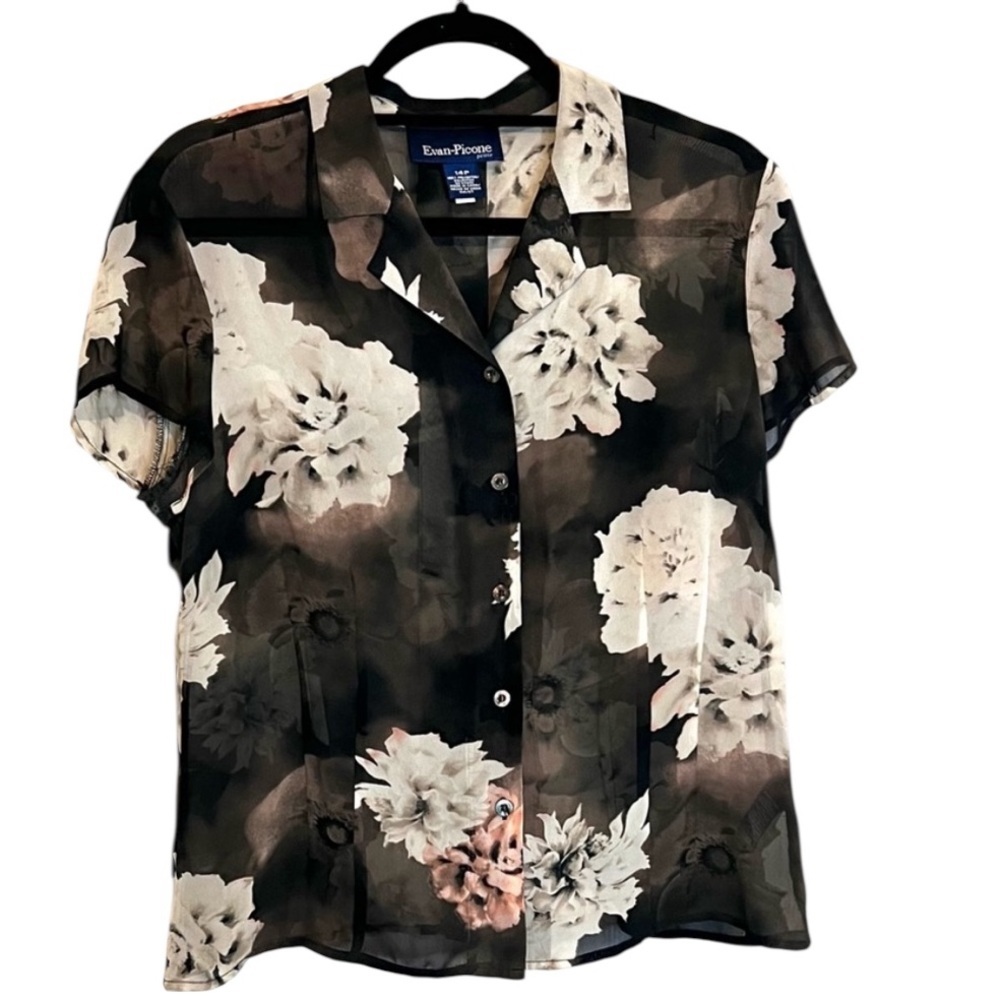 Evan Picone Button Up Short Flutter Sleeve Blouse… - image 6